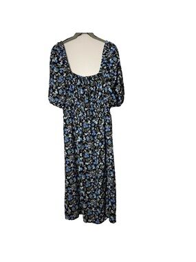 NEW Lola Grace Midi Dress Size XL Square Neck Short Sleeves Floral Elastic Waist